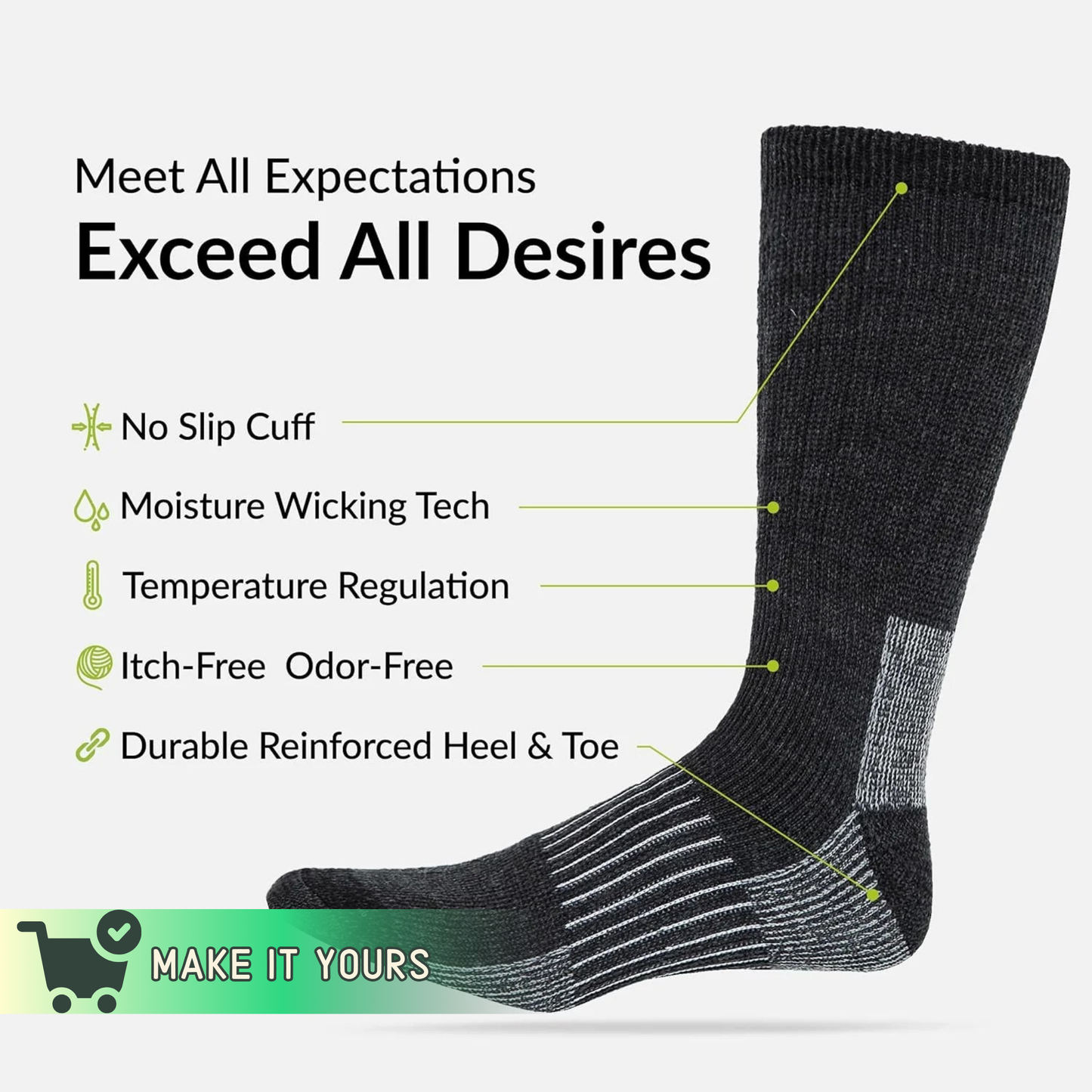 CozySox High Merino Wool